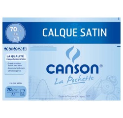 Pochette de 12 feuilles papier calque satin 90g 24x32 Ref 2772 Canson