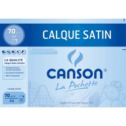 Pochette de 12 feuilles papier calque satin 90g 24x32 Ref 2772 Canson