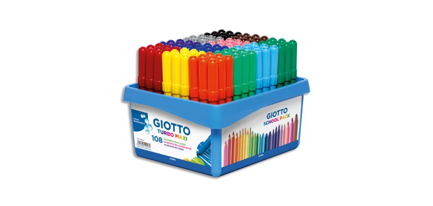 Feutre coloriage giotto turbo maxi ultra lavable testé dermatologiquement pointe bloquée schoolpack 108 unités