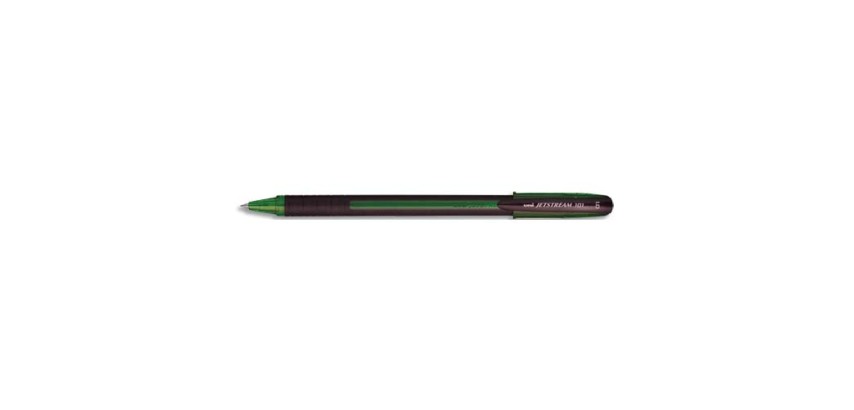 Stylo-bille uniball jetstream 101 pointe moyenne trait      0,5mm encre gel capuchon grip ergonomique coloris vert
