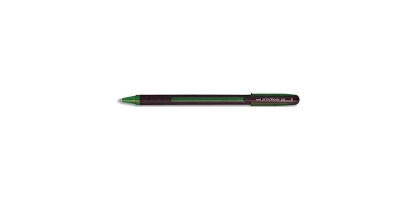 Stylo-bille uniball jetstream 101 pointe moyenne trait      0,5mm encre gel capuchon grip ergonomique coloris vert