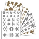 Sachet de 20 planches gommettes Initial métallisées or, argent thème Noël assorties