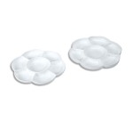 Palette o'color marguerite blanche simple plastique      forme fleur diam. 14cm 7      godets coloris blanc lot 2