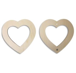 Lot cadres photo magnet graine creative bois 12x12 cm forme cîur a decorer 3 unites