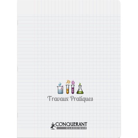 Cahier travaux pratiques Conquérant Classique piqûre 24 x 32 cm grands carreaux 48 pages