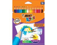 Crayon bic kids aquacouleur hexagonal mine aquarelle très pigmentée effet peinture aquarelle couleurs vives étui 18u