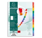 Intercalaire A4 carte bristol blanc Exacompta 12 onglets mensuels - Coloris assortis - 1 jeu