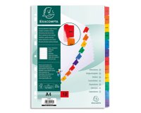 Intercalaire A4 carte bristol blanc Exacompta 12 onglets mensuels - Coloris assortis - 1 jeu