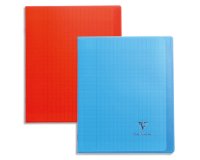 Cahier piqué Koverbook 24x32cm 48 pages grands carreaux couverture polypropylène transparent - Assortis