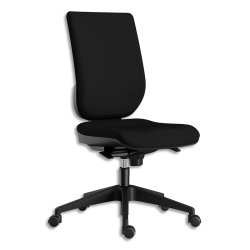 Siège ''Tertio'' dossier et assise tissu Noir, à mécanisme synchrone, piétement nylon, sans accoudoirs