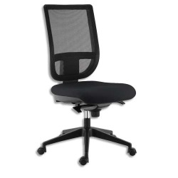 Siège ''Tertio'' dossier résille et assise tissu Noir,mécanisme synchrone,piétement nylon,sans accoudoirs