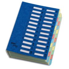 Trieur JUNIOR en carte, 24 compartiments. Coloris Bleu.