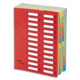 Trieur JUNIOR en carte, 24 compartiments. Coloris Rouge.