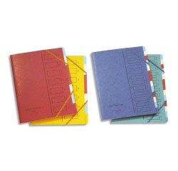 Trieur extendos carte simple 245x315mm 12 compartiments dos agrafé intérieur multicolore onglets coloris assortis