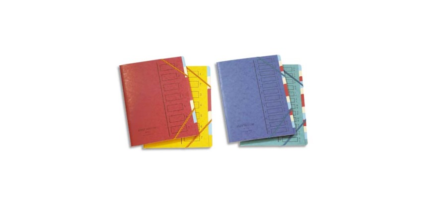 Trieur extendos carte simple 245x315mm 12 compartiments dos agrafé intérieur multicolore onglets coloris assortis
