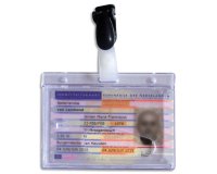 Porte-badge, avec clip, 54 x 86 mm, transparent
