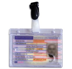 Porte-badge, avec clip, 54 x 86 mm, transparent