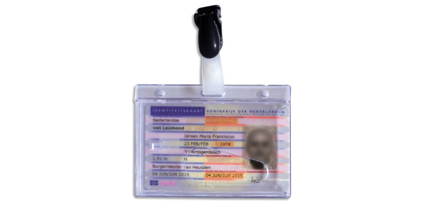 Porte-badge, avec clip, 54 x 86 mm, transparent