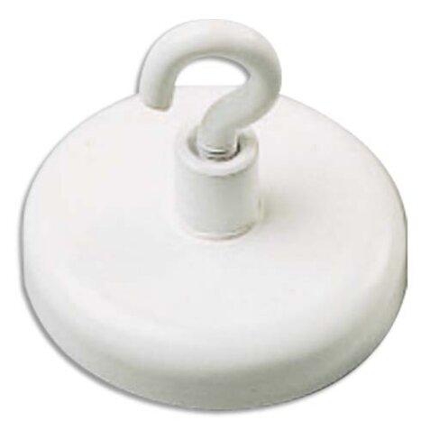 Boîte de 2 Crochets de suspension magnétique force 18kg, diam 47mm Blanc