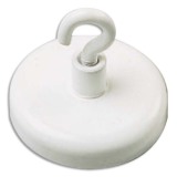 Boîte de 3 Crochets de suspension magnétique force 4kg, diam 25mm Blanc