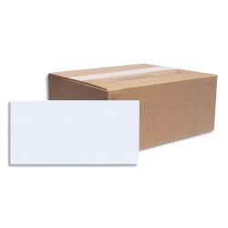 Boîte de 500 enveloppes NF DL 110x220mm vélin Blanc 80g auto-adhésive