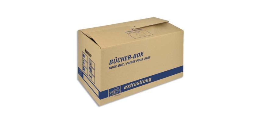 Boîte transport spéciale livre, capacité 30Kg - Dimensions : L57,5 x H29,5 x P33,5 cm brun