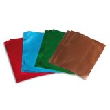 Lot de 12 feuilles métal à repousser couleur Rouge, Vert, Bleu et cuivre x 3, verso argent