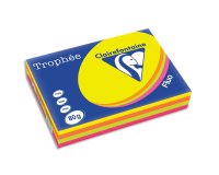 Papier couleur clairefontaine trophée multifonction a3 80g/m2 couleurs assorties fluorescentes paquet 500 feuilles