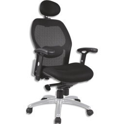 Fauteuil Tempo dossier résille assise Mesh Noir, mécanisme basculant décalé, accoudoirs réglables fournis