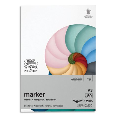 Bloc de 50 feuilles de papier BLEEDPROOF A3 75g. Papier spécifique pour Promarker