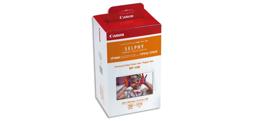 Canon pack cartouche RP-108 8568B001 + 1 paquet de papier photo 100 x 148 mm pour imprimante jet d'encre