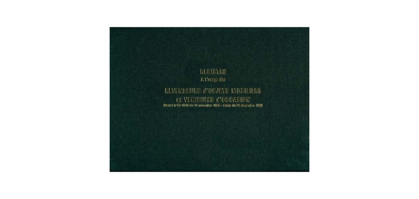 Registre 'Objets mobiliers et véhicules d'occasion'