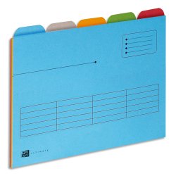 Lot de 5 chemises avec 5 onglets assortis ULTIMATE. Kraft 240g. Pour format A4. Coloris bleu