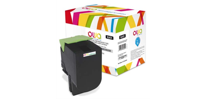 Toner remanufacturé OWA - standard - Noir - pour LEXMARK 80C2SK0, 80C2SKE