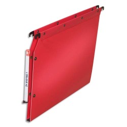 Paquet de 10 dossiers suspendus ARMOIRE en polypro opaque 5/10e.Fond 15 bouton-pression. Rouge