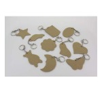 Porte-cles o'color bois a decorer formes assorties 6cm  sachet 10 unites