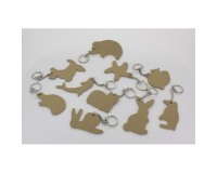 Porte-cles o'color bois a decorer formes animaux 7cm    sachet 10 unites