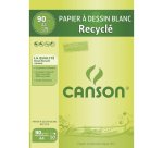 Bloc de papier à dessin recyclé, A4, 90 g/m2, blanc