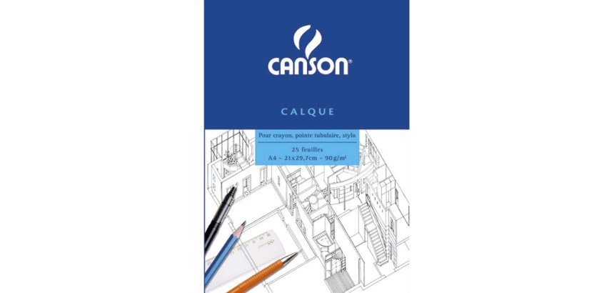 Bloc calque transparent, 25 feuilles, 90/95 g/m2, A4