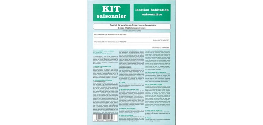 Kit contrat location meublée saisonnière weber diffusion 6 pages contrat descriptif inventaire