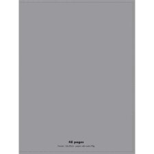 Cahier piqûre 24x32cm 48 pages 90g grands carreaux Seyès. Couverture polypropylène Gris