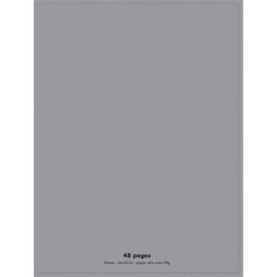 Cahier piqûre 24x32cm 48 pages 90g grands carreaux Seyès. Couverture polypropylène Gris