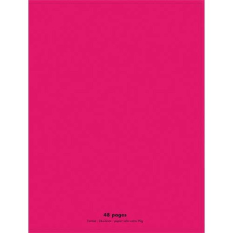 Cahier piqûre 24x32cm 48 pages 90g grands carreaux Seyès. Couverture polypropylène Rose