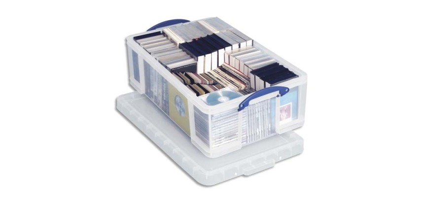 Boîte de rangement 24L + couvercle, Dimensions L46,5 x H29 x P27 cm coloris transparent