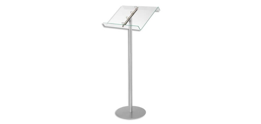 Pupitre sur pied deflecto avec anneaux amovibles dim l50 x h114 x p30 cm transparent
