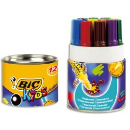 Marqueur effaçable Bic Conte Decoralo pointe ogive 2,3 mm - Pot de 12 couleurs assorties