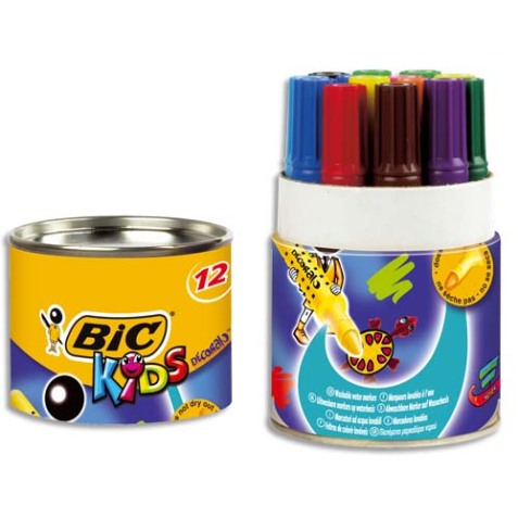 Marqueur effaçable Bic Conte Decoralo pointe ogive 2,3 mm - Pot de 12 couleurs assorties