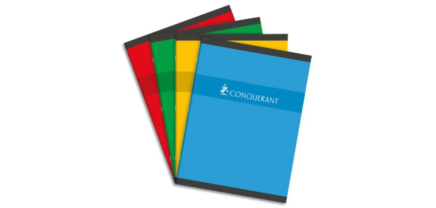 Cahier Conquérant 7 piqûre 192 pages 70g Seyès 24x32 cm. Couverture carte 300g