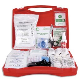 Trousse premier secours BTP20 pour 10 à 20 personnes, support mural