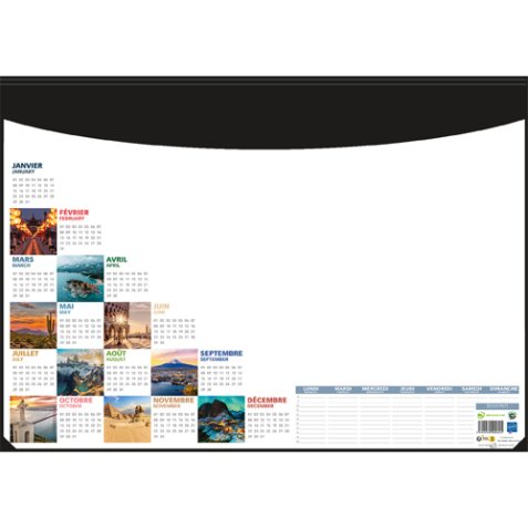 Sous-mains en pvc noir avec recharge mosaique calendrier perpétuel
